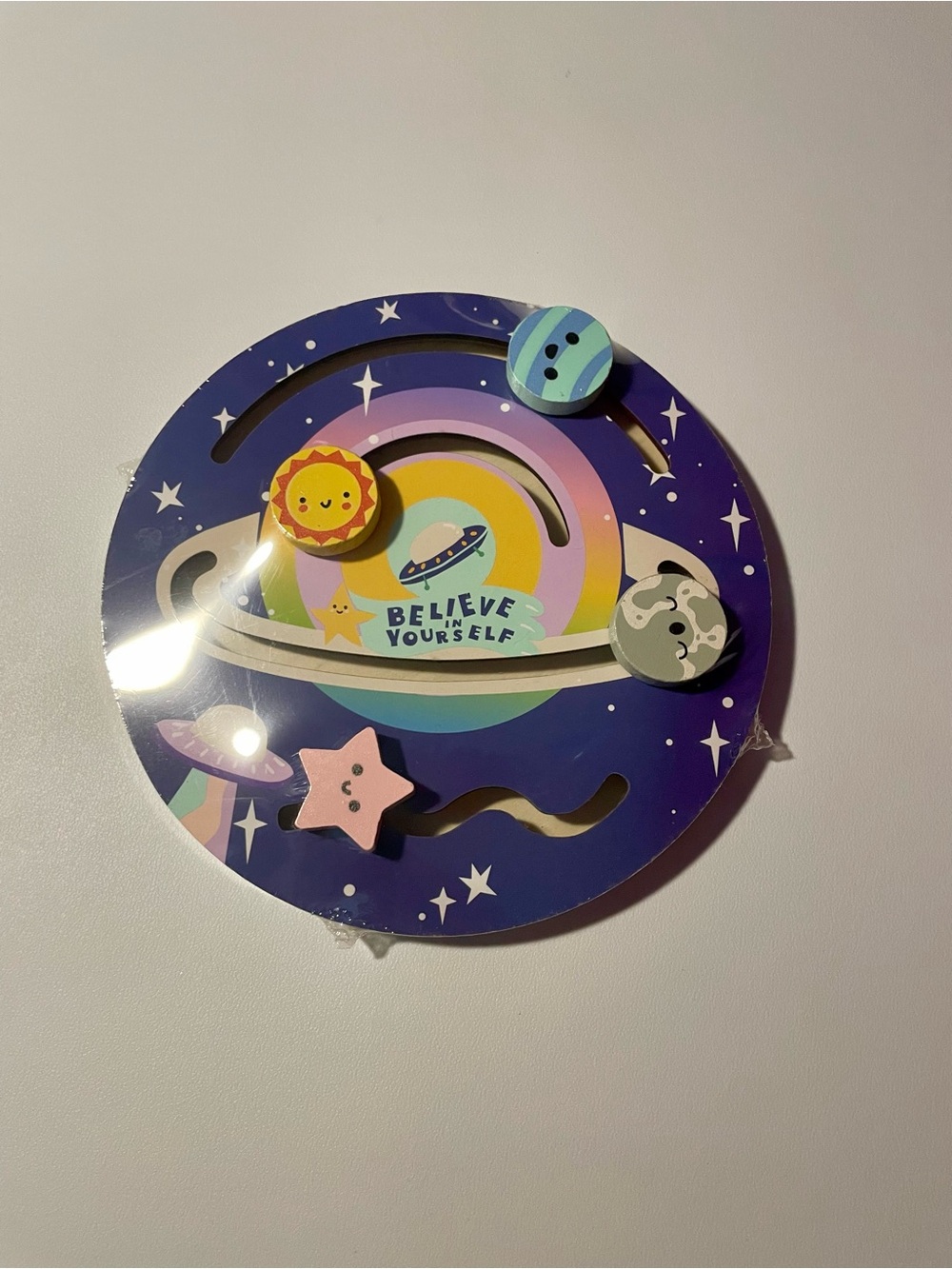 NWT Target Space Toddler Bundle Wooden Sliding Maze Puzzle & 5 Finger Puppets
